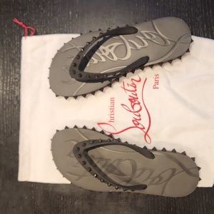Christian Louboutin Loubi Stud Platform Flip Flops Size 42